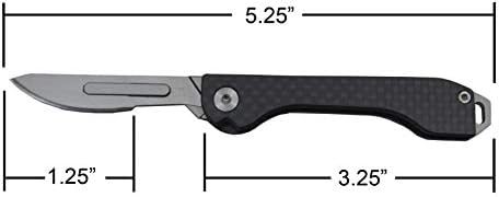 Folding Scalpel Knife with Carbon Fiber Handle & 10 Replaceable Blades, Slip Joint Action, EDC Pocket Knife for 22/23/24 blade...