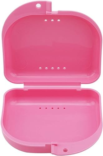 1Pc Pink Mouth Guard Case Orthodontic Retainer Box Denture Storage Container, Pink Attractive Design Easy to Clean and Store Convenient to Carry,O...