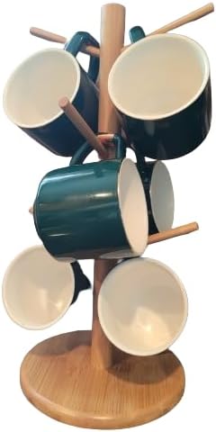 Coffee Cup Mug Holder Stand Coffee Mug Countertop Mug Tree Coffee Cup Holder Thick Base Tee Cup Mug Holder With 6 Hooks Mug Stand Space Saver For ...