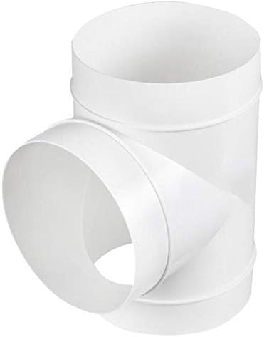 4 Inch Diameter T Joint 3 Way - Duct Splitter for Exhaust Fan Dryer - 3 Way Duct Hose Connector (4'' inch, White)