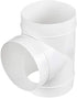 4 Inch Diameter T Joint 3 Way - Duct Splitter for Exhaust Fan Dryer - 3 Way Duct Hose Connector (4'' inch, White)
