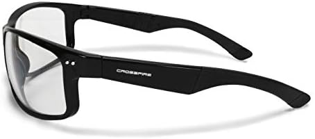 Crossfire CK7 Premium Safety Eyewear, Shiny Black Frame with Clear Lens...