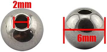 Tegg 100pcs 6mm Smooth Round Spacer Beads DIY Crafts Making Jewelry Findings Accessories 304 Stainless Steel Seamless Loose Beads 2mm Hole Silver...