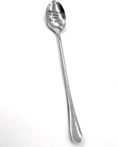 Engraved Coffee Spoons Birthday Christmas Gifts for Friends Couple Gifts for Women Girls Enjoy Your Coffee Bitch Love You Tea Coffee Spoon Gift fo...