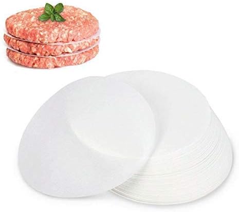 GWHOLE 500pcs Wax Paper Non-Stick Hamburger Patty Paper Food Grade BBQ Grill Waxed Stencil Sheet Restaurant-Grade Round Wax Paper, 4.3 inch...