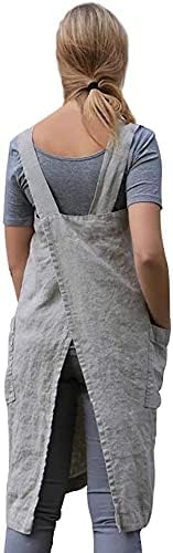 YESDOOD Cotton Linen Apron Cross Back Apron for Women with Pockets Pinafore Dress for Baking Cooking...