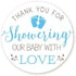 Baby Shower Stickers | Blue | Thank You for Showering Our Baby with Love | 48 Stickers - 1.67 Inches Round | Baby Shower Stickers for Boys | Pitte...