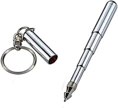 4Pcs Silver Retractable mini pen made of stainless steel Metal Tool Pen Retractable pocket pen keychain Dad gadgets, birthday, Christmas for Stude...