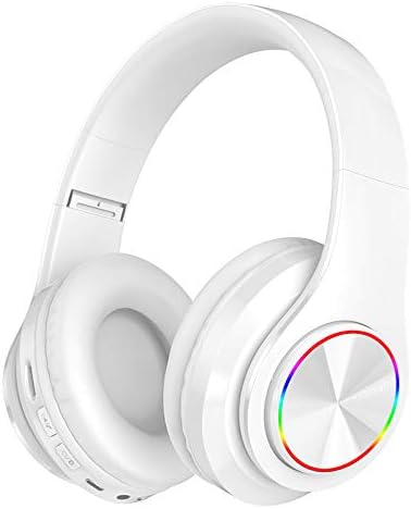 Wireless Bluetooth Headphones,Colorful LED Lights Comfort Over Ear Foldable Headset with Built-in Microphone,FM,SD Card Slot,Wired for School/Tabl...