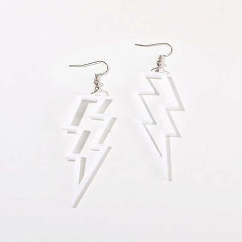 Lightning Bolt Necklace Earrings Lightning Pendant Necklace Retro Acrylic Drop Dangle Earrings Halloween Jewelry Set for Women 80's Party...