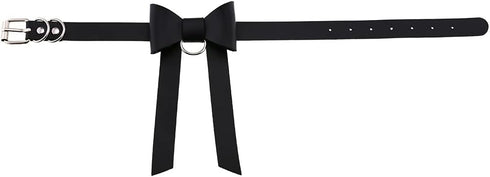 Multicolor PU Simulated Leather Silver-tone O Ring Bow Knot Adjustable Collar Choker Necklace...