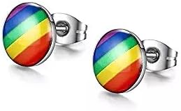Stainless Steel Fashion Rainbow Ear Stud Earring for Gay & Lesbian Pride...