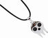 Black Enamel Silver Plated Metal Leather Chain Ghost Specter Pendant Necklace...