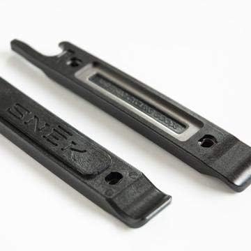 Sn?k Cycling - Tire Repair Tool - Lifeboat Stainless Steel Tire Lever Set with Valve Core Remover and Bottle Opener - Pair (Black)...