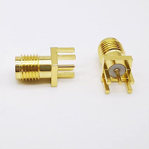 25PCS SMA Female PCB Panel Edge Mount Plug with 4 Pins Stand Straight Connector RF Coax Coaxial Adapter...