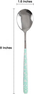 Stainless Steel Soup Spoon,Korean Dessert Spoon,Green Daisy Mixed Color Spoon for Home, Kitchen or Restaurant, Set of 4 Green Daisy Colour Soup Sp...