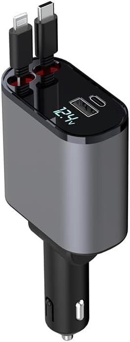 Car Charger with Retractable Cords (3Ft) for BMW Car Accessories, Fast Charge 3.1A 66W, with USB A and C Ports, Dual Charger Compatible with iPhon...