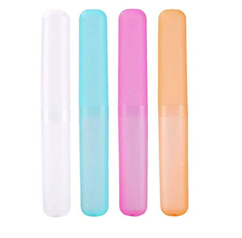 4 Pcs Colorful Plastic Toothbrush Case Portable Toothbrush Case Holder for Daily and Travel Use...