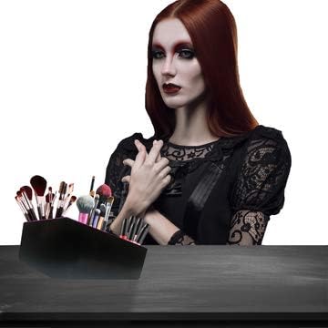 Purple Coffin Makeup Brush Holder |3-Compartment Vanity Organizer and Desk Storage for Lipstick & Eyeshadow Pen| Skincare Cosmetic Display Cases f...