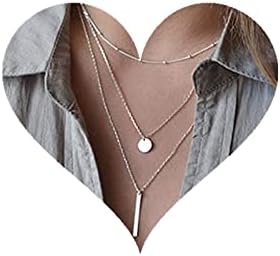 fxmimior Multilayer Necklace 3 Tier Pendant Long Chain Women Accessories(silver)...