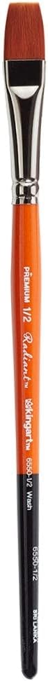 KINGART 6550-1/2 TAKLON WASH Paint Brush, 1/2, Black, Silver, Orange...