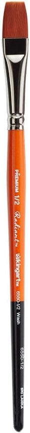 KINGART 6550-1/2 TAKLON WASH Paint Brush, 1/2, Black, Silver, Orange...