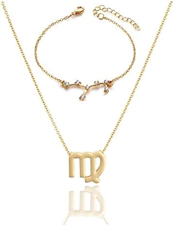 2Pcs 12 Constellation Zodiac Sign Layered Choker Necklaces Letter Astrology Horoscope with Message Card for Women Girls Jewelry...