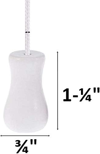 Cutelec 10pcs Real Wood Cord Tassels White Tassels for Window Blinds Brown Cord Knobs Wooden Hanging Ball Pulls for Curtain Craft...