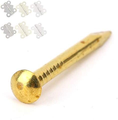 100Pcs Brass Escutcheon Tacks, Round Head Brass Brad Nail Hardware Nail Assortment Kit Furniture Hinge Hardware Accessories 10mm/15mm/18mm/22mm(18...