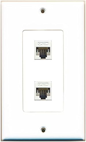 RiteAV Decorative 1 Gang 2 Port Cat5e Ethernet Wall Plate - White/White...