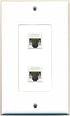 RiteAV Decorative 1 Gang 2 Port Cat5e Ethernet Wall Plate - White/White...