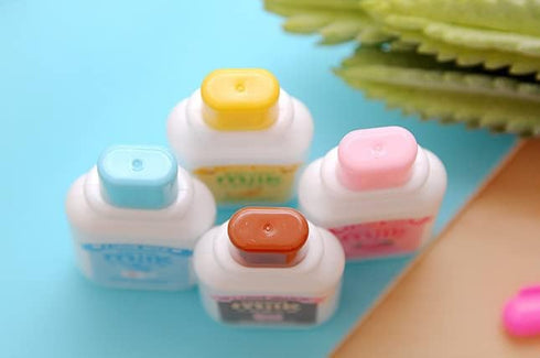 4PCS Milk Bottle Correction tape Kawaii Cartoon Stationery Cute Students School Office Supplies (Brown, Blue, Yellow, Pink - Delivery with Random ...