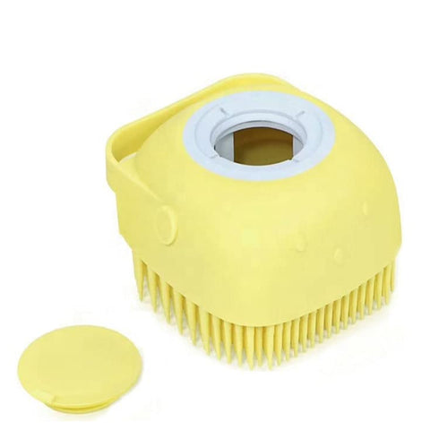 New hair scalp massage shampoo brush for dogs and cat bath pet silicone soft dog, Yellow...