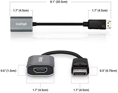 CalDigit DisplayPort to HDMI Active Adapter (Uni-Directional DP 1.2 Male to HDMI 2.0 Female) 4K 60Hz UHD (3840 x 2160), High Refresh and Eyefinity...