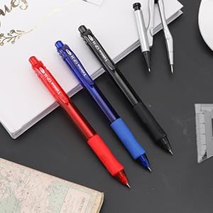 Black Gel Pens, 8 Pcs Retractable Fine Point 0.5mm Rollerball Red Pens for Smooth Writing Black Red Blue Ink for Women Men Journaling School and O...