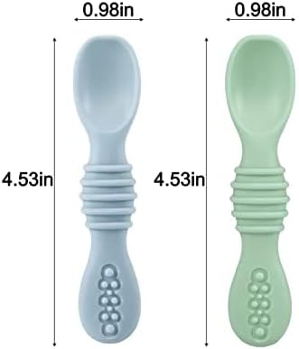 PandaEar 2 Pack Silicone Suction Plates for Baby, Divided Unbreakable Toddler Plate with 2 Pack Spoons for Self Feeding, Babies Utensils Feeding S...