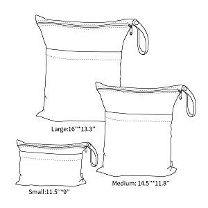 ALVABABY 3pcs Baby Cloth Diaper Wet Dry Bags Waterproof Reusable with Two Zippered Pockets Travel Beach Pool Daycare Soiled Baby Items Yoga Gym Ba...
