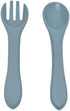 Silicone Fork and Sppon Utensil Set for Babies & Toddlers, BPA Free (Stone-Blue)...