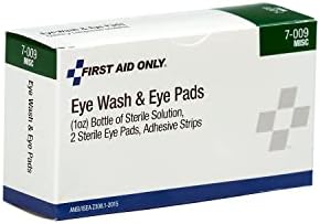 First Aid Only 5-Piece Eye Wash Kit with Oval Eye Pads, First Aid Adhesive Strips & Emergency Eye Rinse...
