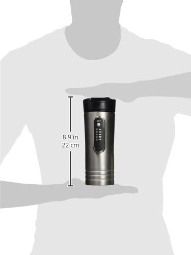 RoadPro RP0719 12-Volt 15oz. Premium Heated Travel Mug, Silver, Black...