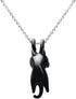 Black Cat Hand Blown Glass Black Kitty Necklace and Pendant Handmade Glass Pendant...