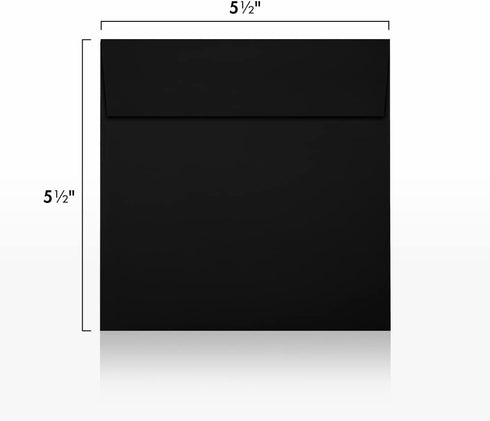 LUXPaper Square Invitation Envelopes | Peel & Press | 5 1/2" x 5 1/2" | Midnight Black | 80lb. Text | 50 Qty...