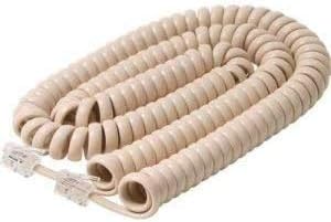 Bistras 25 Foot IVORY Coiled Telephone Extension Cord Cable Line Wire RJ-11...
