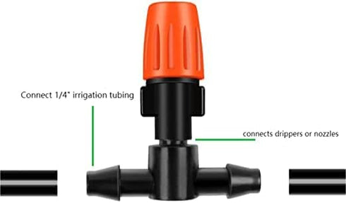 50pcs Garden Irrigation Spray Emitter, Adjustable 360 Degree Flow Micro Spray Nozzle with 1/4" Barbed Tee Fittings,Drip Irrigation Head for Garden...