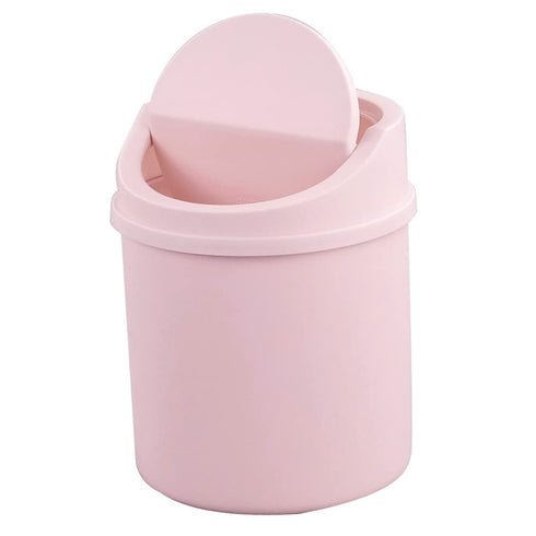 Plastic Tiny Waste Bin, Desktop Mini Trash Can with Swing Lid, Pink...