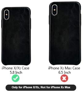 TOOVREN for iPhone X Leather Case Protective Ultra Thin Vintage Anti-Slip Grip Shell Hard Back Cover for iPhone X /10 5.8'' Black...