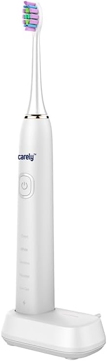 Sonic Toothbrush - Rechargable, 5 Brushing Modes, Smart Timer, Waterproof, 2 Brush Heads - White/Gold Electric Toothbrush...