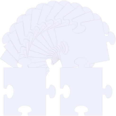 Glenmal 100 Pcs Large White Blank Puzzle Pieces Oversize White Blank Papers Puzzle Pieces Giant Puzzle Piece for Adult to Draw and Write and Makes...