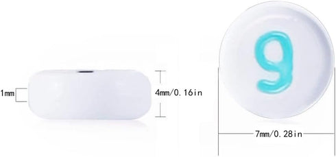 300pcs White Acrylic Number Beads 7x4mm Mixed Number Beads Acrylic Plastic Round Shape Loose Beads (White & Color)...