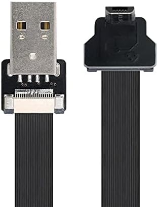 Cablecc Down Angled USB 2.0 Type-A Male to Micro USB 5Pin Male Data Flat Slim FPC Cable for FPV & Disk & Phone 200cm...